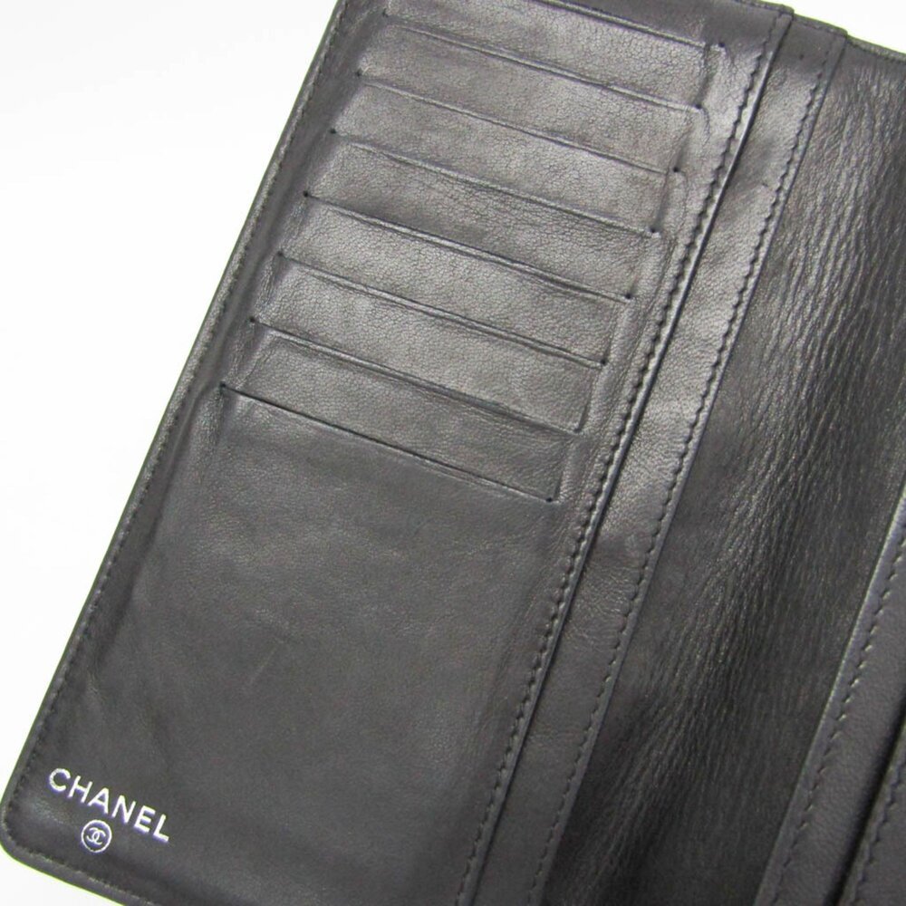 CHANEL Authentic Black Lambskin Leather Logo Wallet - Picture 14 of 16
